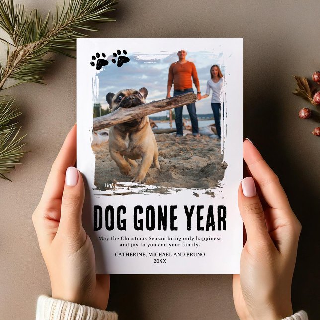 Tarjeta Festiva Navidades fotográficos de Dog Gone Gone Year Cute (Subido por el creador)