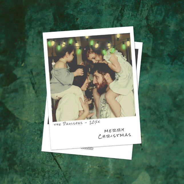Tarjeta Festiva Navidades fotográficos de época con luces verdes y (Subido por el creador)