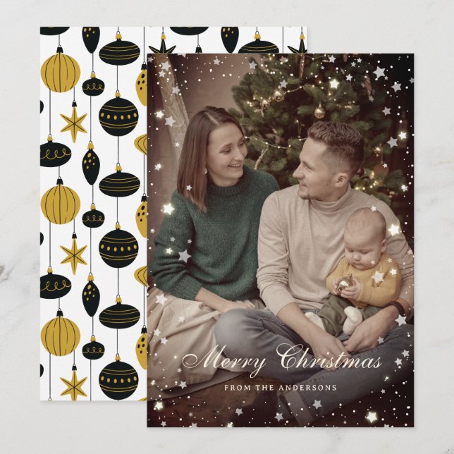 Tarjeta Festiva Navidades fotográficos de época instantánea (Anverso / Reverso)
