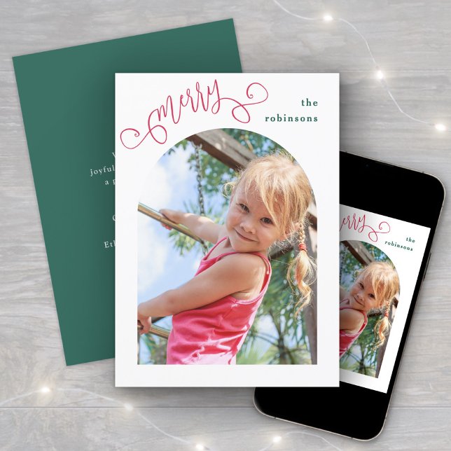 Tarjeta Festiva Navidades fotográficos de escritura moderna brilla (Subido por el creador)