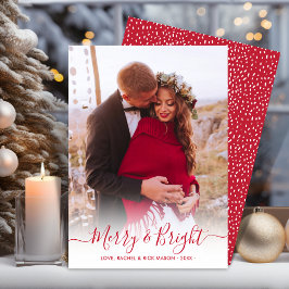 Tarjeta Festiva Navidades fotográficos de escritura roja brillante