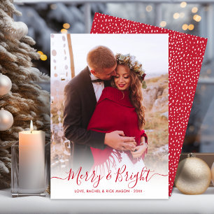 Tarjeta Festiva Navidades fotográficos de escritura roja brillante