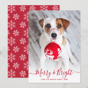 Tarjeta Festiva Navidades fotográficos de escritura roja brillante