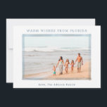 Tarjeta Festiva NAVIDADES FOTOGRÁFICOS DE FLORIDA CARD Beach Pictu<br><div class="desc">Deseos cálidos de FLORIDA (o su propio lugar de vacaciones favorito) - forma divertida de enviar saludos para las vacaciones para los amantes del océano por todas partes! Este marco sobrio, sencillo y moderno de acuarela de temática azul océano y blanca es tropical y caprichoso y perfecto para Navidades cálidos...</div>