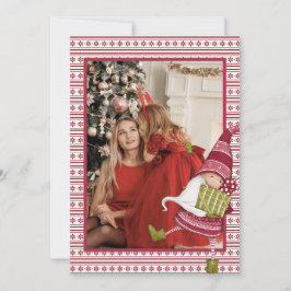 Tarjeta Festiva Navidades fotográficos de Gnome Rojo y Blanco