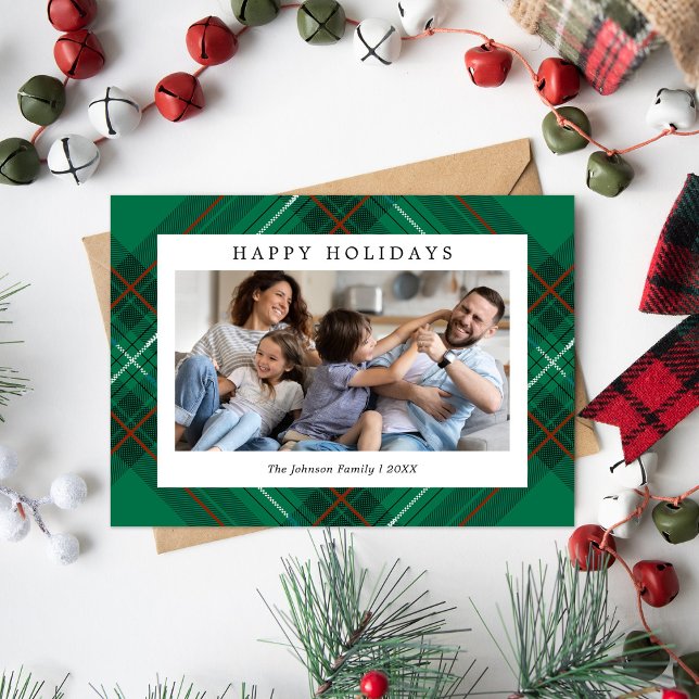 Tarjeta Festiva Navidades fotográficos de Green Plaid (Subido por el creador)