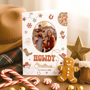 Tarjeta Festiva Navidades fotográficos de Howdy Retro Western