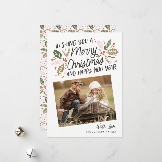 Tarjeta Festiva Navidades fotográficos de instantáneas inclinadas  (Anverso/Reverso In Situ)