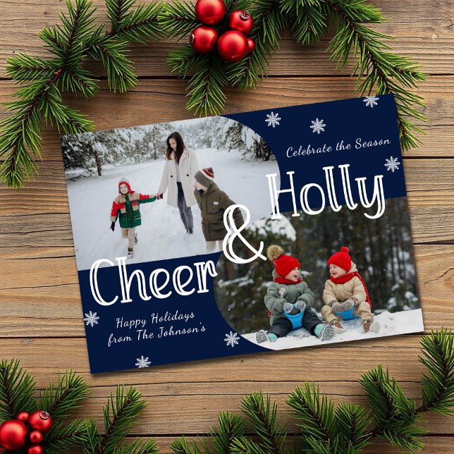 Tarjeta Festiva Navidades fotográficos de invierno Blue Holly y Ch (Subido por el creador)