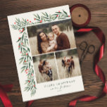 Tarjeta Festiva Navidades fotográficos de invierno Greenery Ivory<br><div class="desc">Esta elegante tarjeta de vacaciones para Navidades de fotografía marfileños con vegetación de invierno 3 es completamente de personalizable. ¿Quieres personalizar aún más? Haga clic en "Editar usando la herramienta de diseño". Este diseño forma parte de una colección. Original acuarela de arte pintada por el diseñador Stacey Meacham.</div>