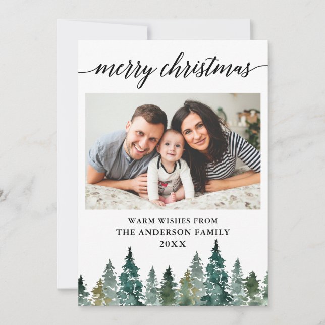 Tarjeta Festiva Navidades fotográficos de la caligrafía acuarela d (Anverso)
