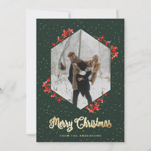 Tarjeta Festiva Navidades fotográficos de la caligrafía verde de l