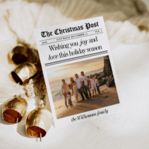 Tarjeta Festiva Navidades fotográficos de la familia de periódicos