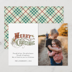 Tarjeta Festiva Navidades fotográficos de la familia Merry Christm