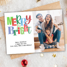 Tarjeta Festiva Navidades fotográficos de la familia Merry y Brigh