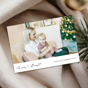 Tarjeta Festiva Navidades fotográficos de la familia moderna Merry