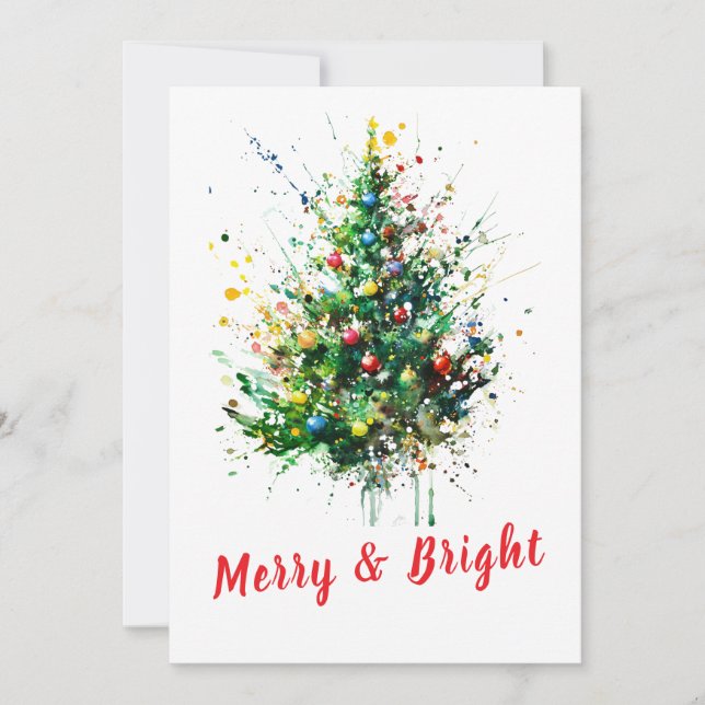Tarjeta Festiva Navidades fotográficos de la familia Watercoloray  (Anverso)