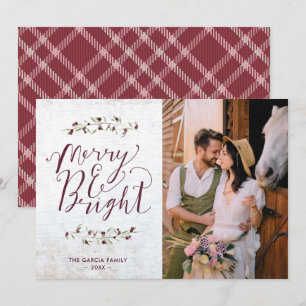 Tarjeta Festiva Navidades fotográficos de la pareja de Merry Brigh