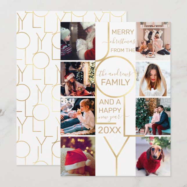 Tarjeta Festiva Navidades fotográficos de la tipografía blanca de  (Anverso / Reverso)