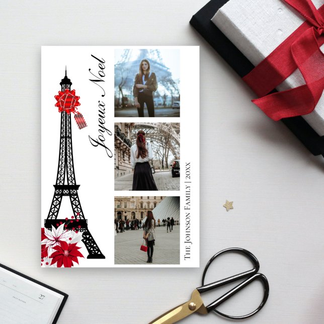 Tarjeta Festiva Navidades fotográficos de la Torre Eiffel de París (Subido por el creador)