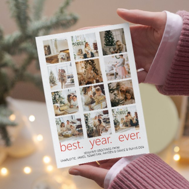 Tarjeta Festiva Navidades fotográficos de mejor año de la historia (Best Year Ever Photo Christmas Personalized Holiday Card from Ricaso. Easy add own photographs)