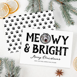 Tarjeta Festiva Navidades fotográficos de Meowy y Bright Doodle Ca