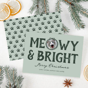 Tarjeta Festiva Navidades fotográficos de Meowy y Bright Doodle Ca