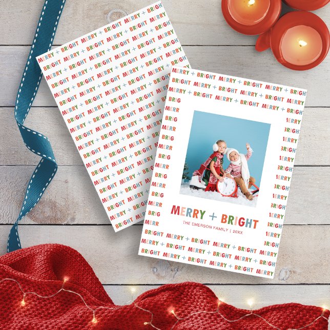 Tarjeta Festiva Navidades fotográficos de Merry y Bright (Merry and Bright Photo Christmas Holiday Card by Painted Paperie)