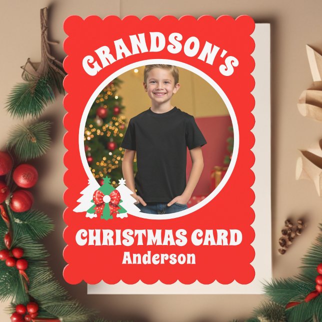 Tarjeta Festiva Navidades fotográficos de nietos personalizados (Subido por el creador)