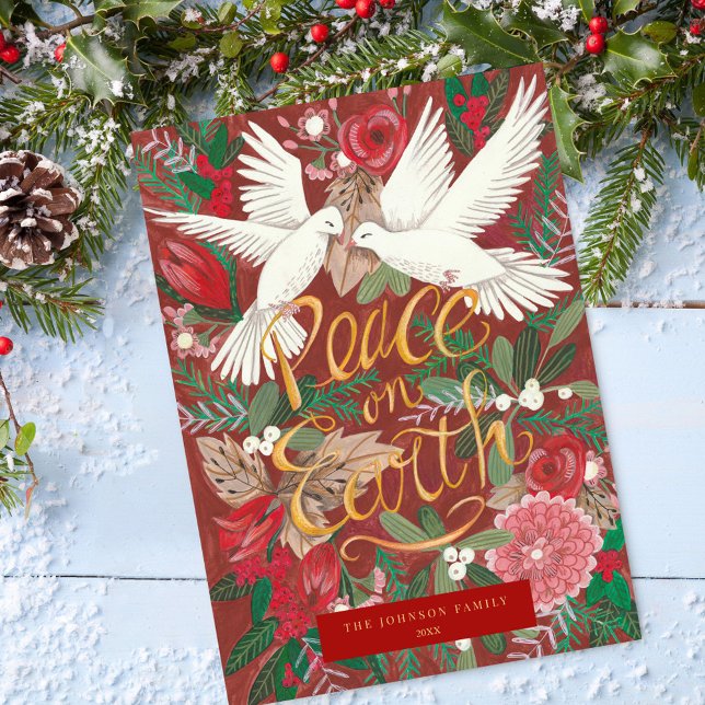 Tarjeta Festiva Navidades fotográficos de Peace On Earth (Peace On Earth Photo Christmas Holiday Card)