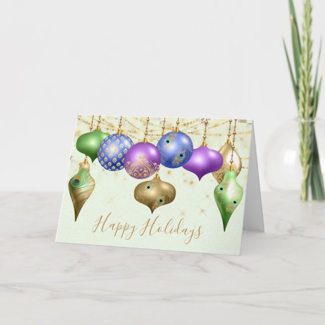 Tarjeta Festiva Navidades fotográficos de Peacock Ornament (Anverso)