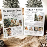 Tarjeta Festiva Navidades fotográficos de periódico único de qué a<br><div class="desc">Celebra los momentos más destacados de tu año con nuestra exclusiva tarjeta de vacaciones con fotos de Navidades de "What A Year". Diseñada en un estilo periodístico moderno, esta tarjeta ofrece una forma creativa de compartir tus recuerdos e hitos favoritos. Con secciones de personalizable para fotos y leyendas, es perfecto...</div>