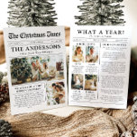Tarjeta Festiva Navidades fotográficos de periódico único de qué a<br><div class="desc">Celebra los momentos más destacados de tu año con nuestra exclusiva tarjeta de vacaciones con fotos de Navidades de "What A Year". Diseñada en un estilo periodístico moderno, esta tarjeta ofrece una forma creativa de compartir tus recuerdos e hitos favoritos. Con secciones de personalizable para fotos y leyendas, es perfecto...</div>