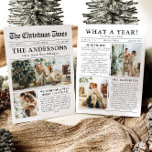 Tarjeta Festiva Navidades fotográficos de periódico único de qué a<br><div class="desc">Celebra los momentos más destacados de tu año con nuestra exclusiva tarjeta de vacaciones con fotos de Navidades de "What A Year". Diseñada en un estilo periodístico moderno, esta tarjeta ofrece una forma creativa de compartir tus recuerdos e hitos favoritos. Con secciones de personalizable para fotos y leyendas, es perfecto...</div>
