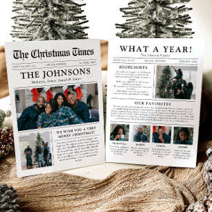 Tarjeta Festiva Navidades fotográficos de periódico único de qué a