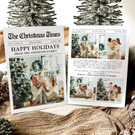 Tarjeta Festiva Navidades fotográficos de periódico único de qué a