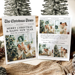 Tarjeta Festiva Navidades fotográficos de periódico único de qué a
