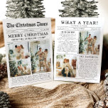 Tarjeta Festiva Navidades fotográficos de periódico único de qué a<br><div class="desc">Celebra los momentos más destacados de tu año con nuestra exclusiva tarjeta de vacaciones con fotos de Navidades de "What A Year". Diseñada en un estilo periodístico moderno, esta tarjeta ofrece una forma creativa de compartir tus recuerdos e hitos favoritos. Con secciones de personalizable para fotos y leyendas, es perfecto...</div>