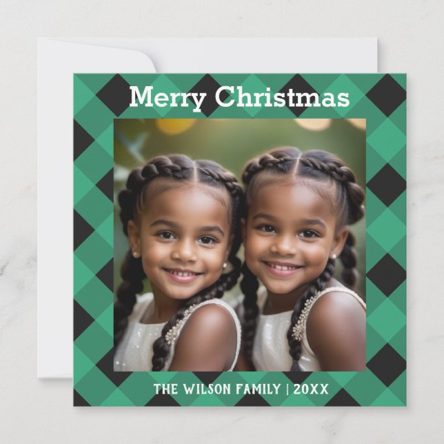 Tarjeta Festiva Navidades fotográficos de Personalizados de Buffal (Anverso)