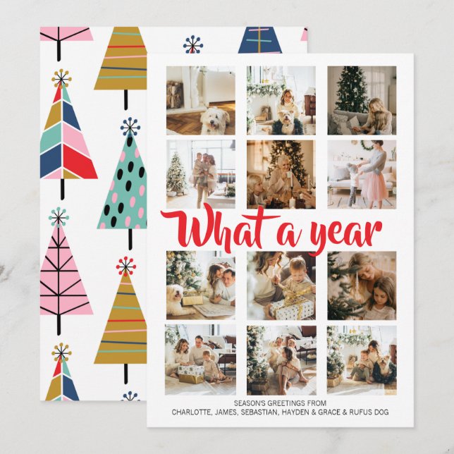 Tarjeta Festiva Navidades fotográficos de qué año se personalizan (Anverso / Reverso)