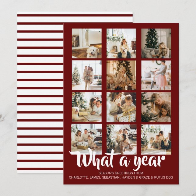 Tarjeta Festiva Navidades fotográficos de qué año se personalizan (Anverso / Reverso)