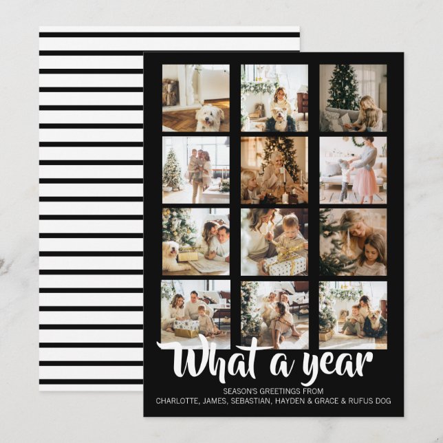 Tarjeta Festiva Navidades fotográficos de qué año se personalizan (Anverso / Reverso)