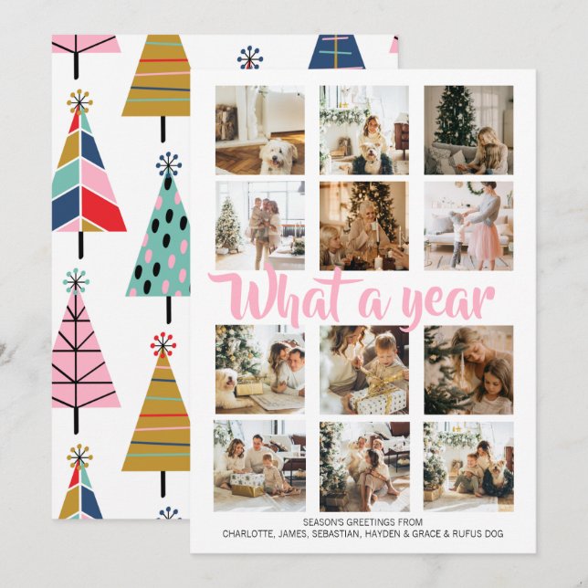 Tarjeta Festiva Navidades fotográficos de qué año se personalizan (Anverso / Reverso)