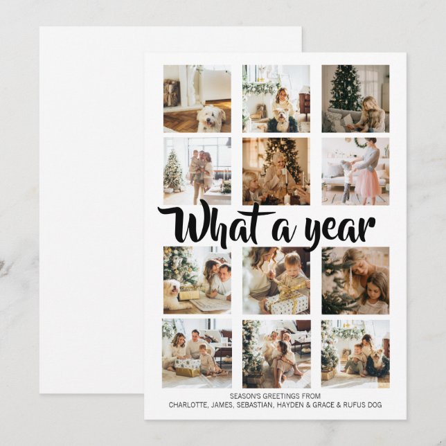 Tarjeta Festiva Navidades fotográficos de qué año se personalizan (Anverso / Reverso)