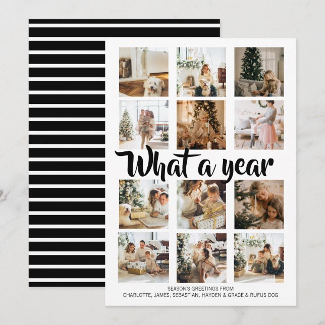 Tarjeta Festiva Navidades fotográficos de qué año se personalizan (Anverso / Reverso)