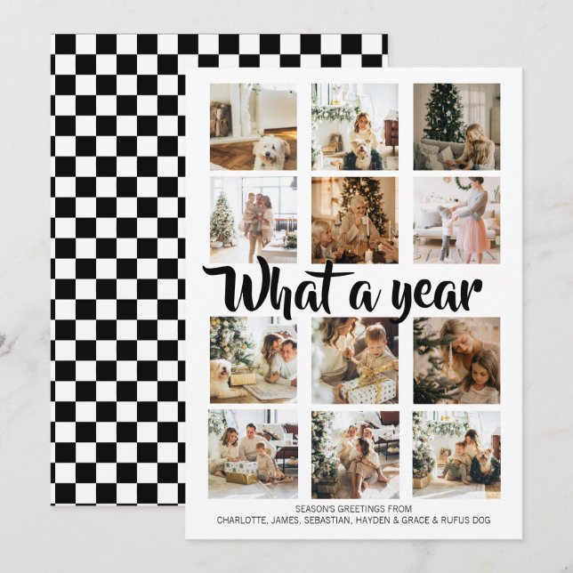Tarjeta Festiva Navidades fotográficos de qué año se personalizan (Anverso / Reverso)