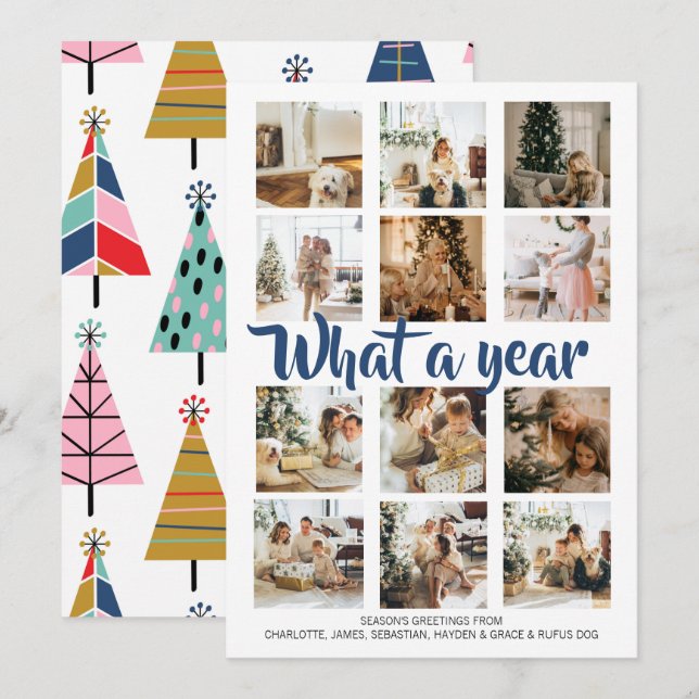 Tarjeta Festiva Navidades fotográficos de qué año se personalizan (Anverso / Reverso)