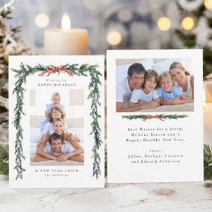 Tarjeta Festiva Navidades fotográficos de Rama de Pino Frame 2