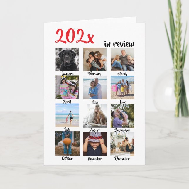 Tarjeta Festiva Navidades fotográficos de revisión de año personal (Anverso)