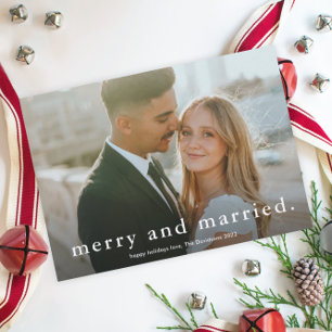 Tarjeta Festiva Navidades fotográficos de tipo simple casados y me